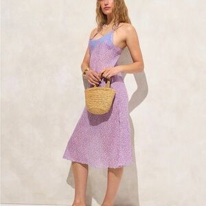 J. Crew Embroidered slip dress in summer fields-print ramie